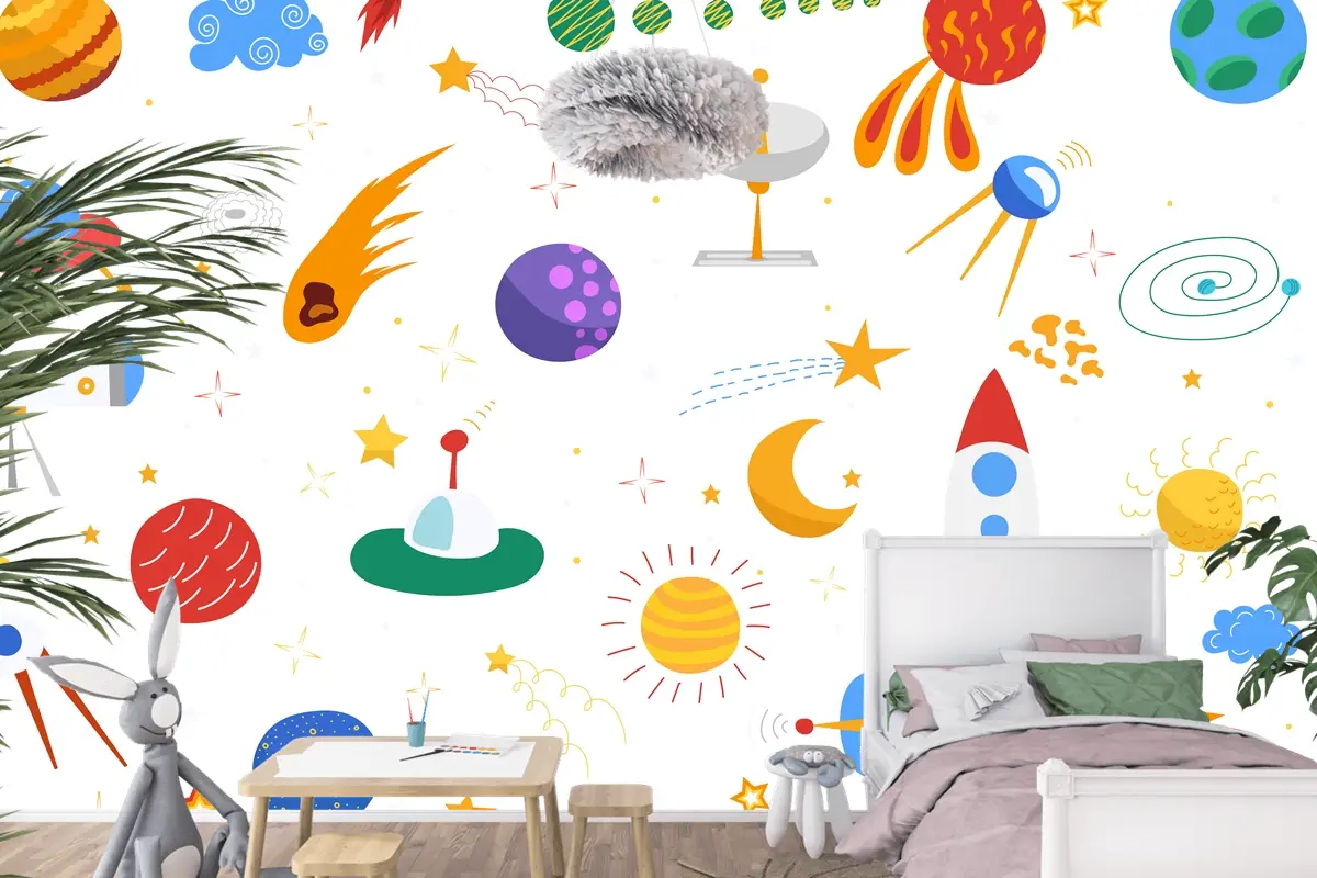 Kesintisiz Alan Arka Plan Düz Tasarım Yalıtılmış Çocuk Odası Duvar Kağıdı