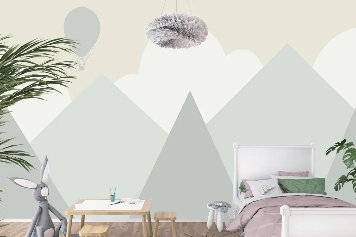 Soft Renk Dağlar Çocuk Odası Duvar Kağıdı