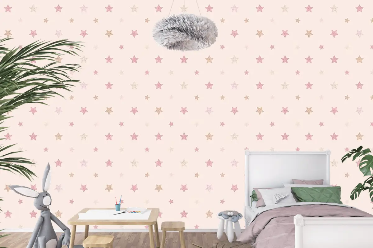 Soft Renk Yıldızlar Çocuk Odası Duvar Kağıdı