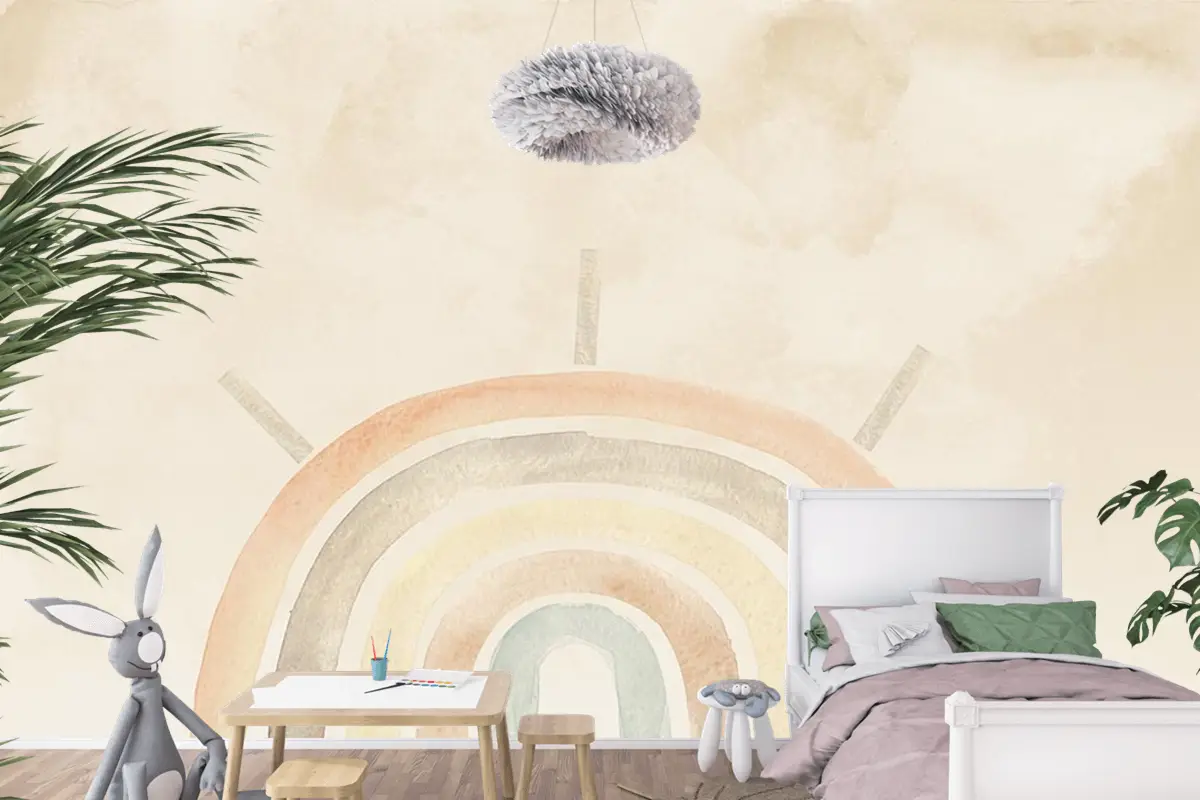 Soft Renkler Gökkuşağı Çocuk Odası Duvar Kağıdı