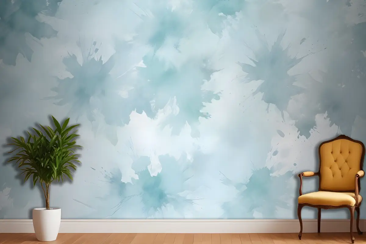 Yumuşak Turkuaz Fırça Duvar Kağıdı 