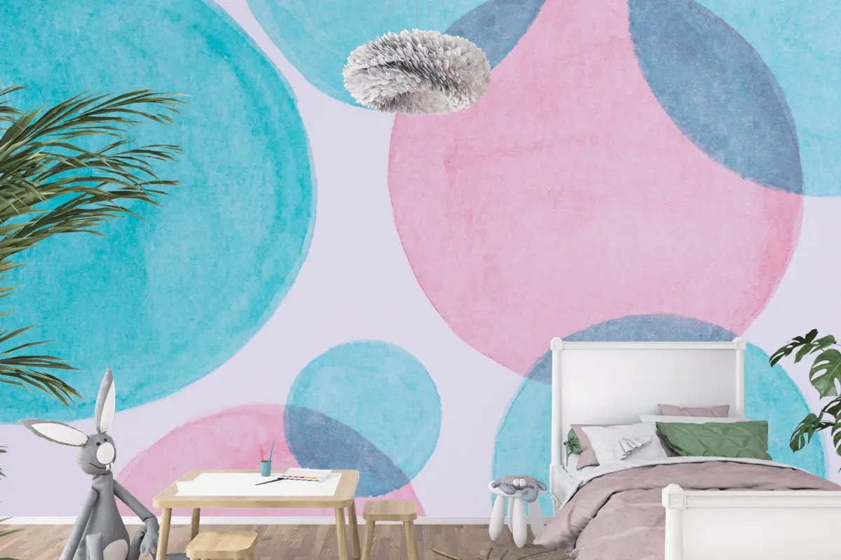 Üstten Görünüm Kağıt Çocuk Odası Duvar Kağıdı Duvar Üzerine Suluboya Boya