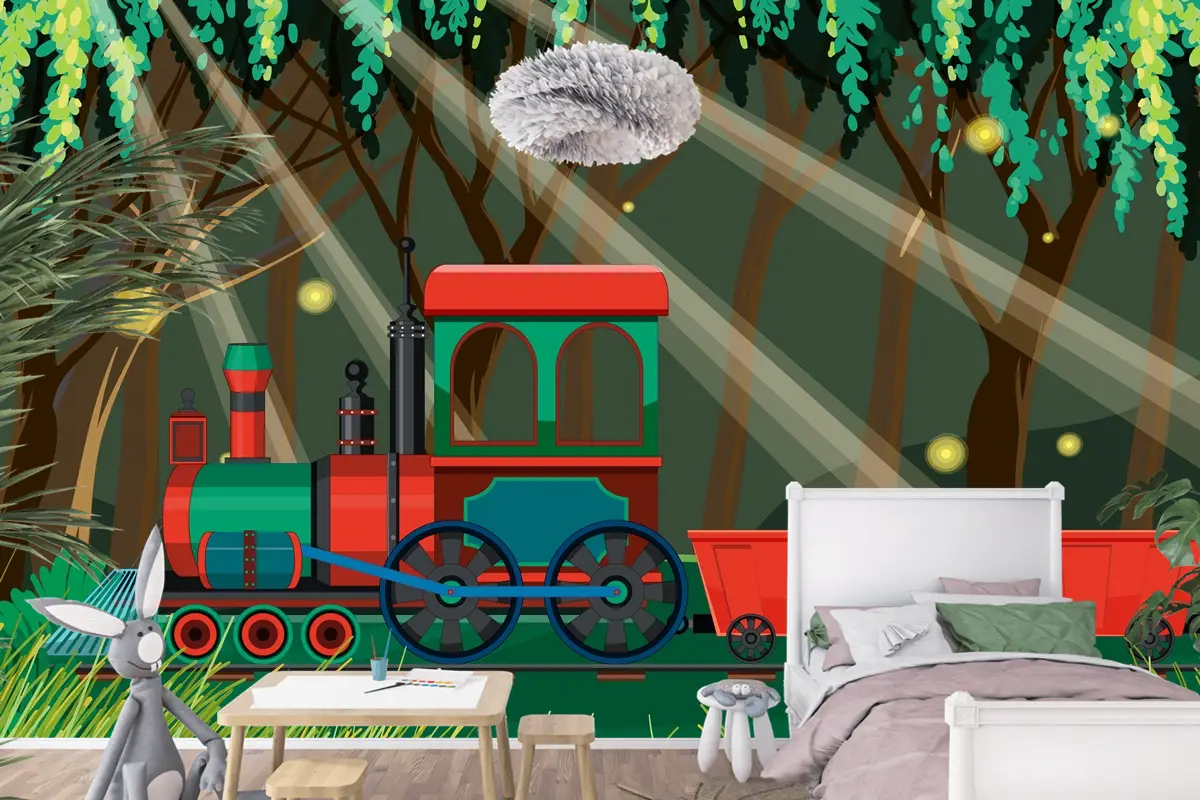 Doğal Sahne Çocuk Odası Duvar Kağıdı  Ile Tren