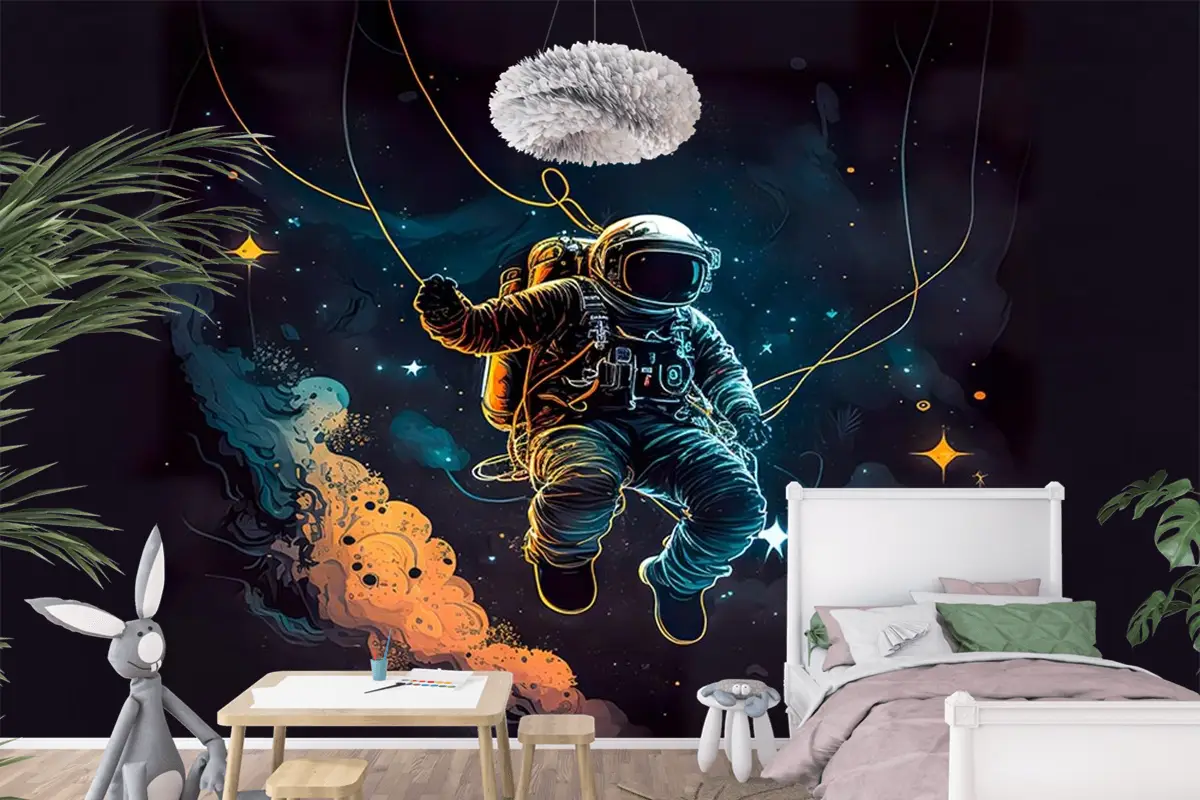 Uzay Astronot Çocuk Odası Duvar Kağıdı