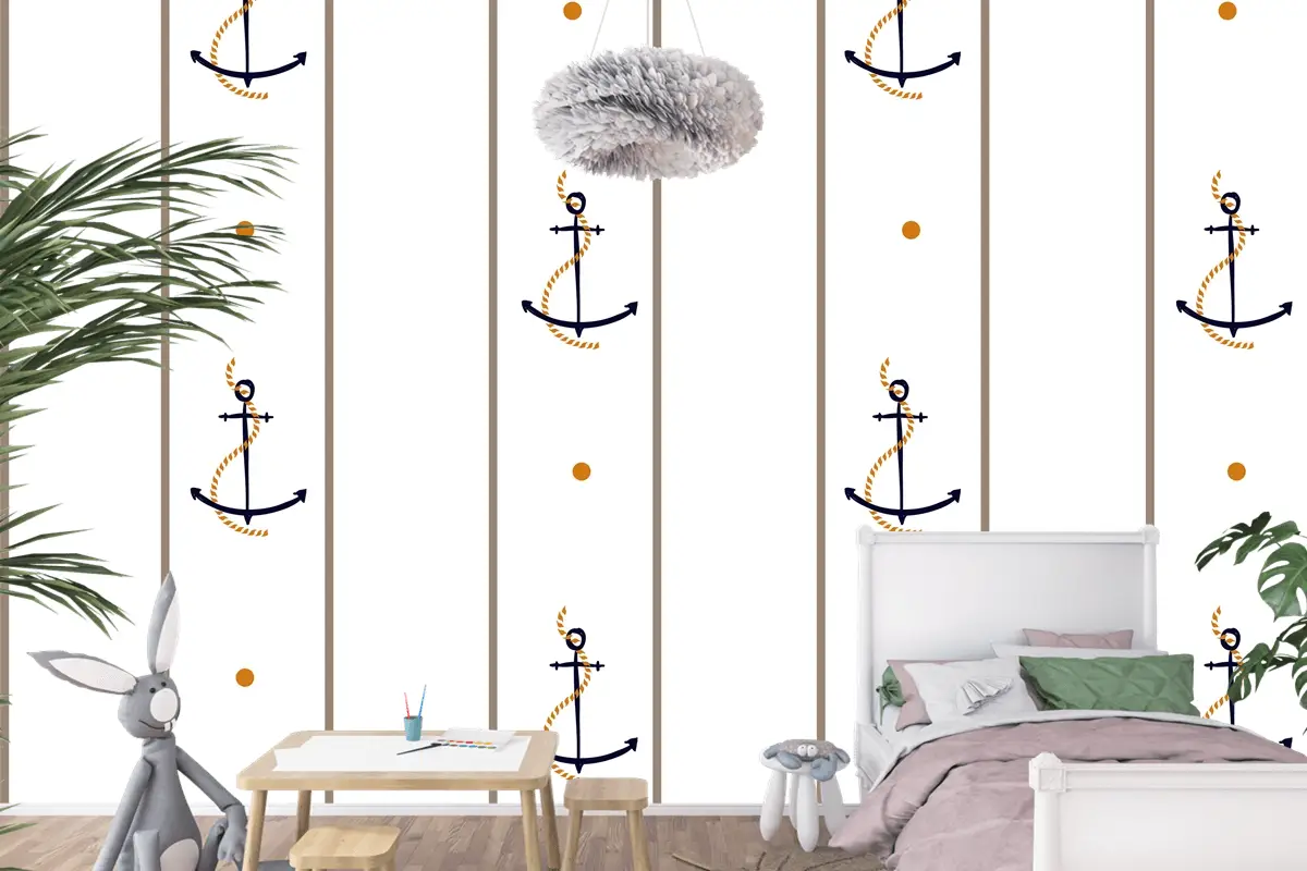 Vektör Kesintisiz Retro Desen Çocuk Odası Duvar Kağıdı