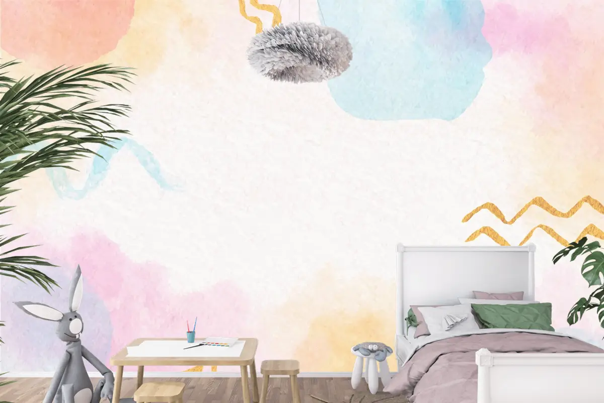 Suluboya Soyut Arka Plan Çocuk Odası Duvar Kağıdı