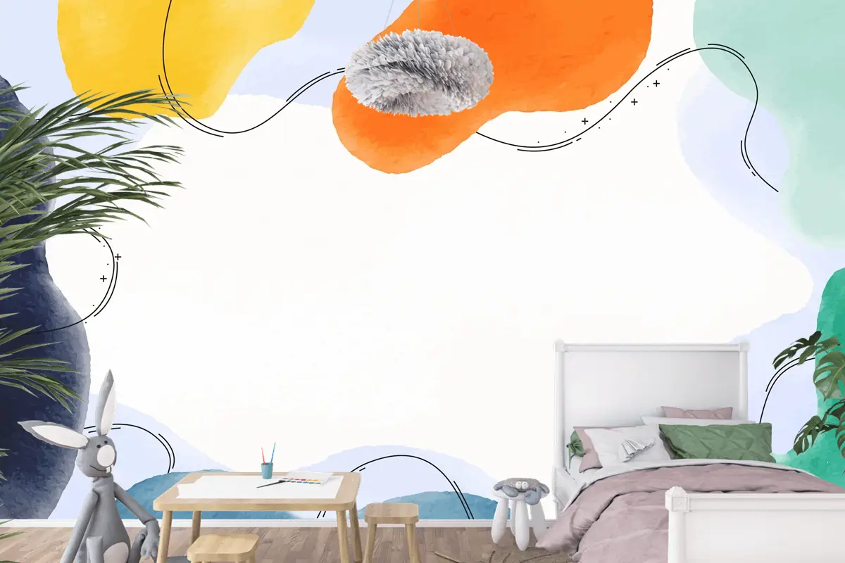 Suluboya Soyut Arka Plan Çocuk Odası Duvar Kağıdı 