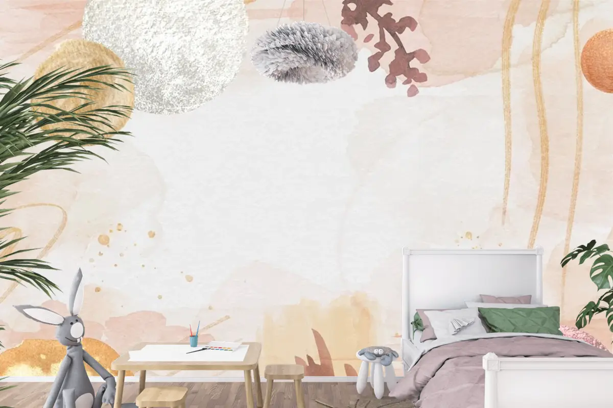 Suluboya Soyut Arka Plan Çocuk Odası Duvar Kağıdı 