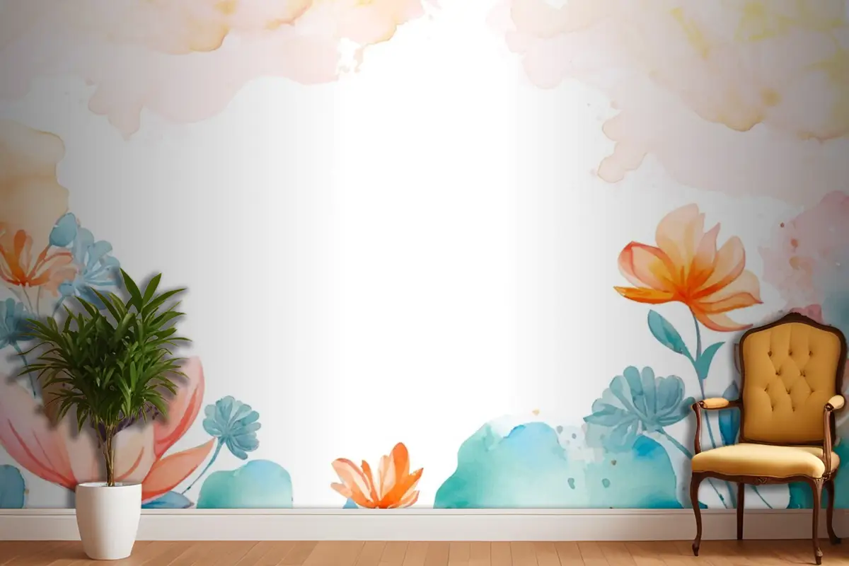 Suluboya Soyut Çiçek Arka Plan Duvar Kağıdı 