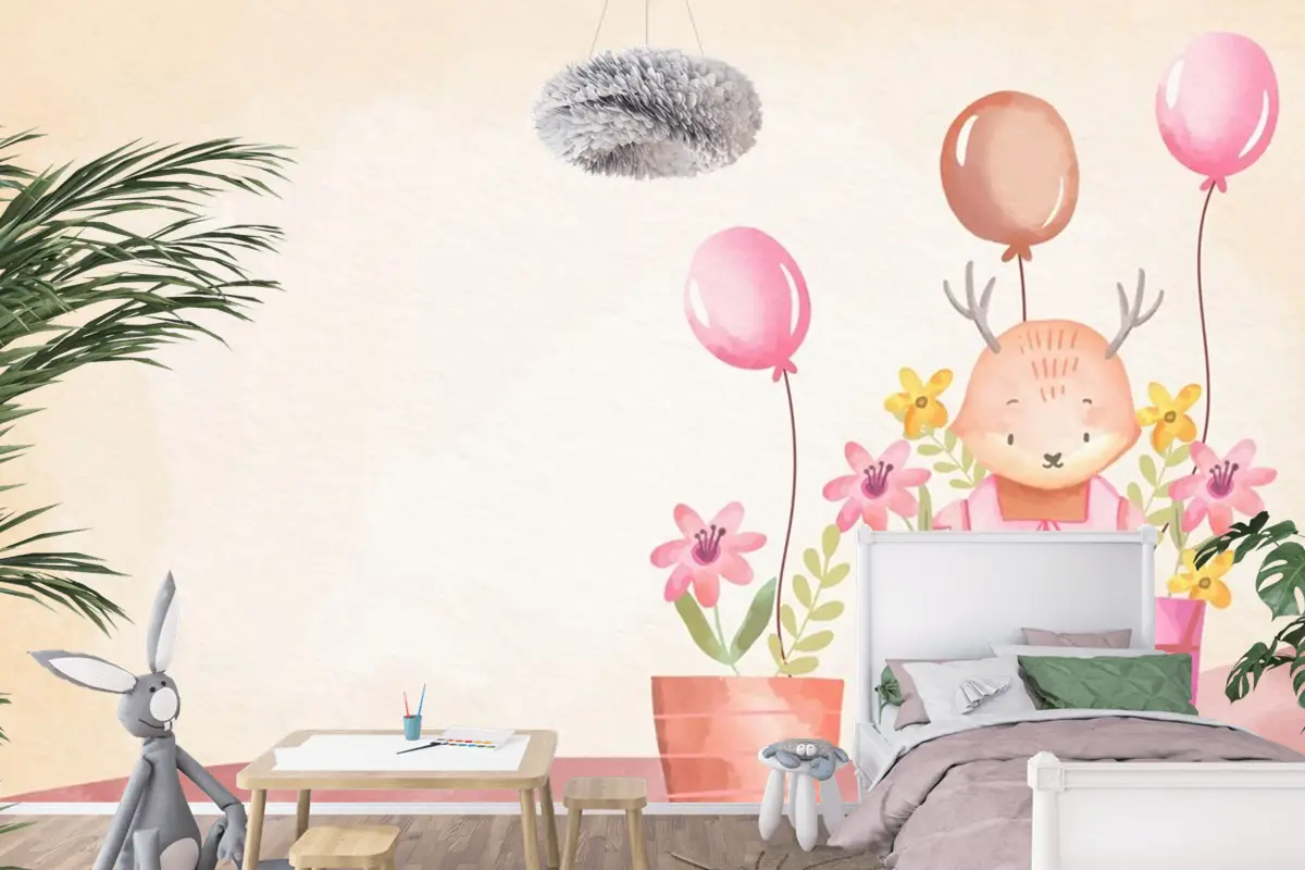 Suluboya Bebek Arka Plan Çocuk Odası Duvar Kağıdı