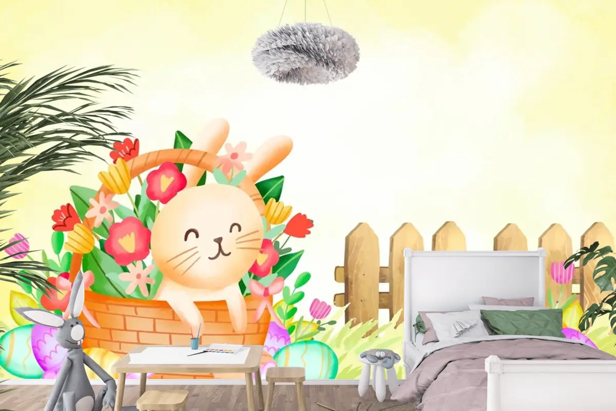 Paskalya Kutlaması Çocuk Odası Duvar Kağıdı  Için Suluboya Arka Plan