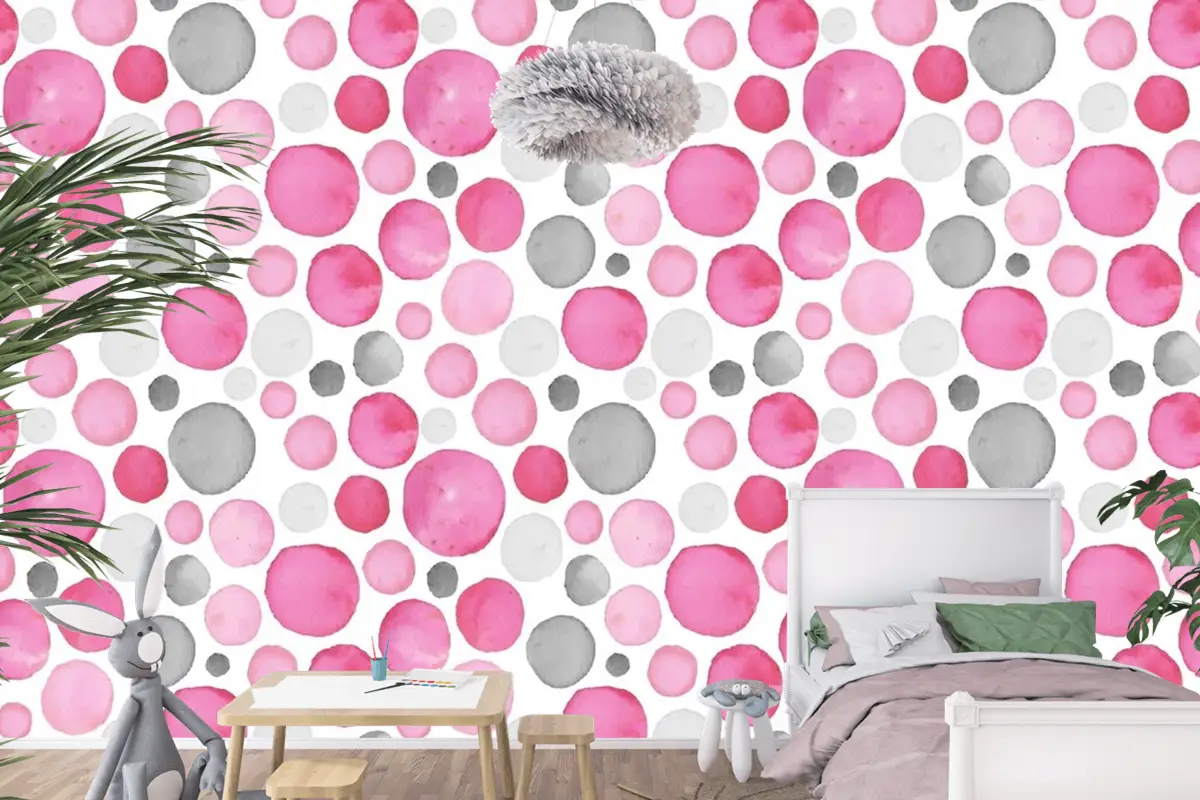 Suluboya Noktalı Desen Çocuk Odası Duvar Kağıdı 