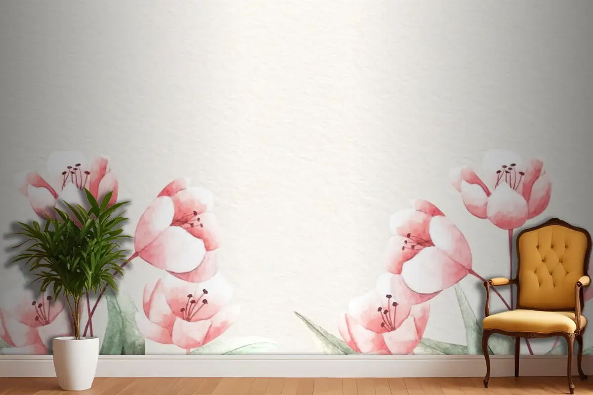 Yumuşak Renklerle Suluboya Çiçek Arka Plan Duvar Kağıdı