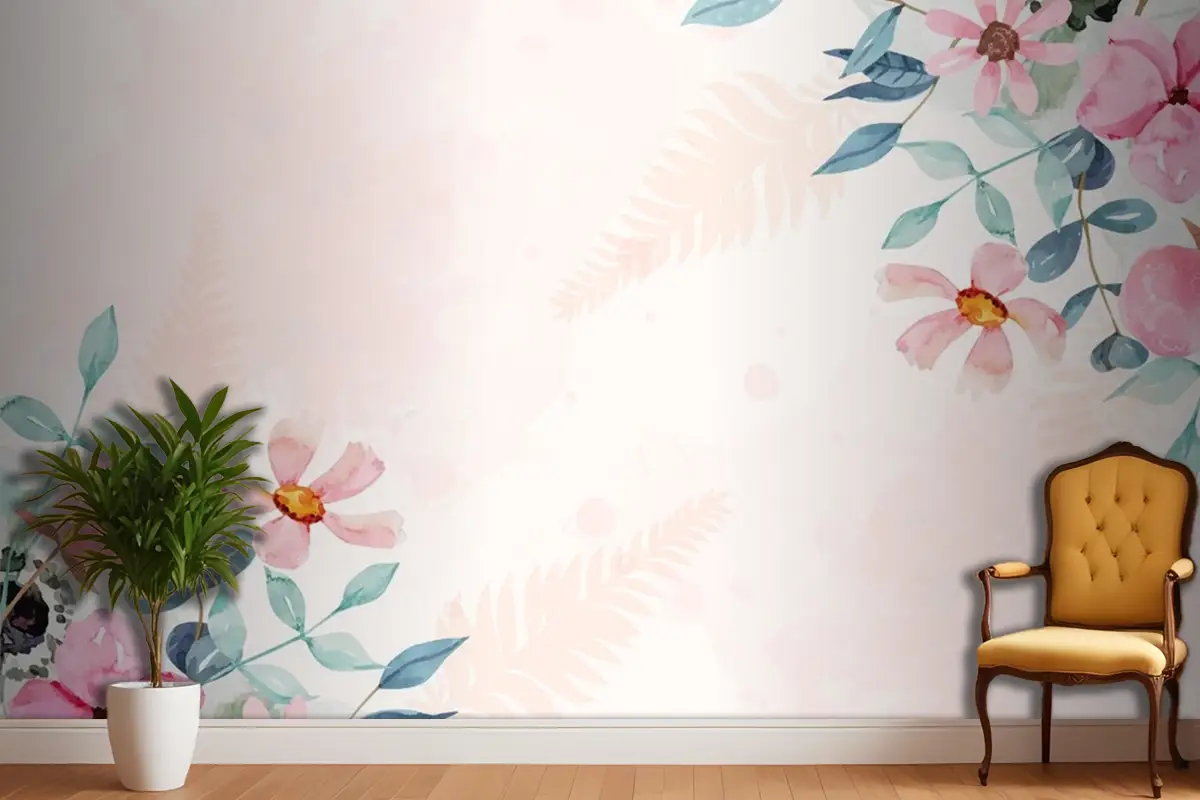 Suluboya Çiçek Arka Plan Duvar Kağıdı 