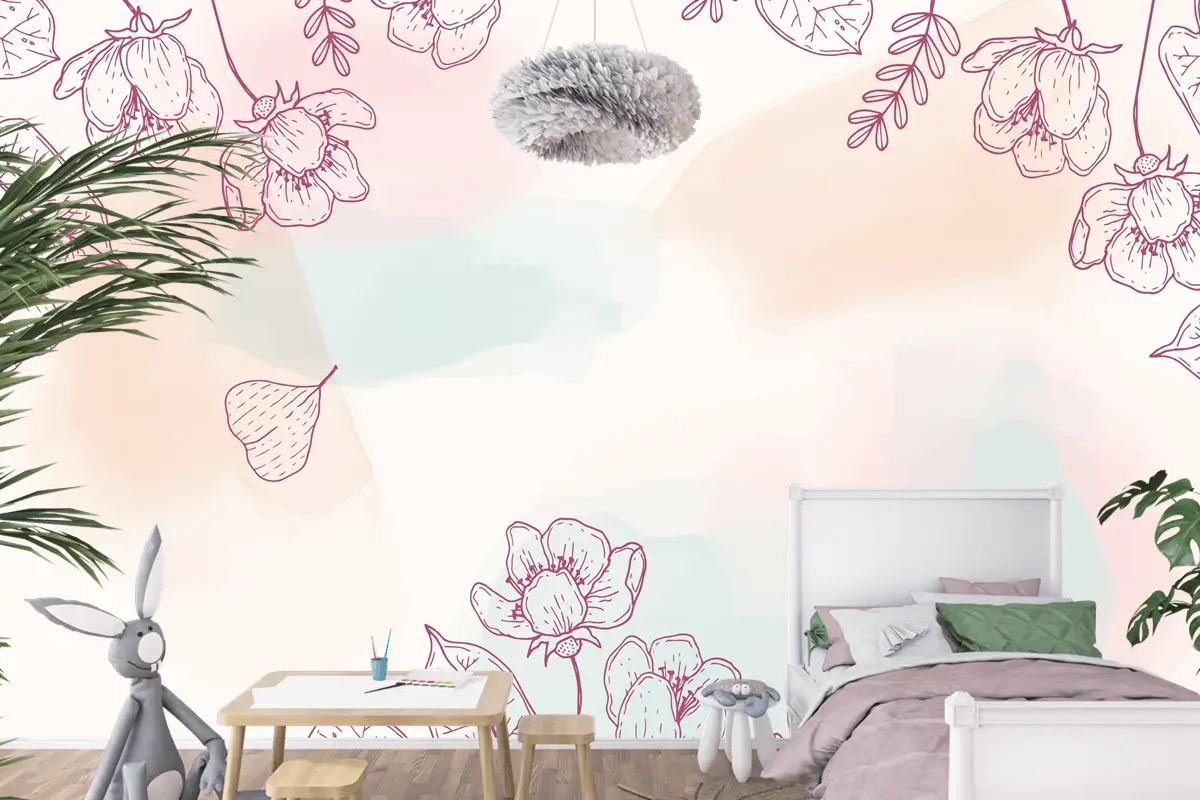 Suluboya Elle Çizilmiş Arka Plan Çocuk Odası Duvar Kağıdı 