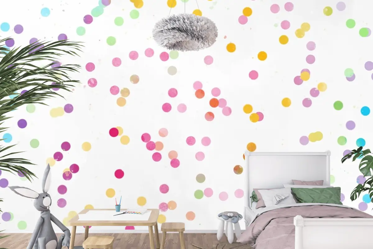 Suluboya Gökkuşağı Arka Plan Çocuk Odası Duvar Kağıdı 