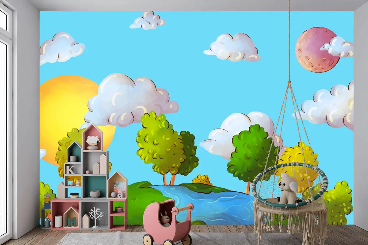 Uluslararası Orman Günü Kutlaması Çocuk Odası Duvar Kağıdı  Için Suluboya Arka Plan