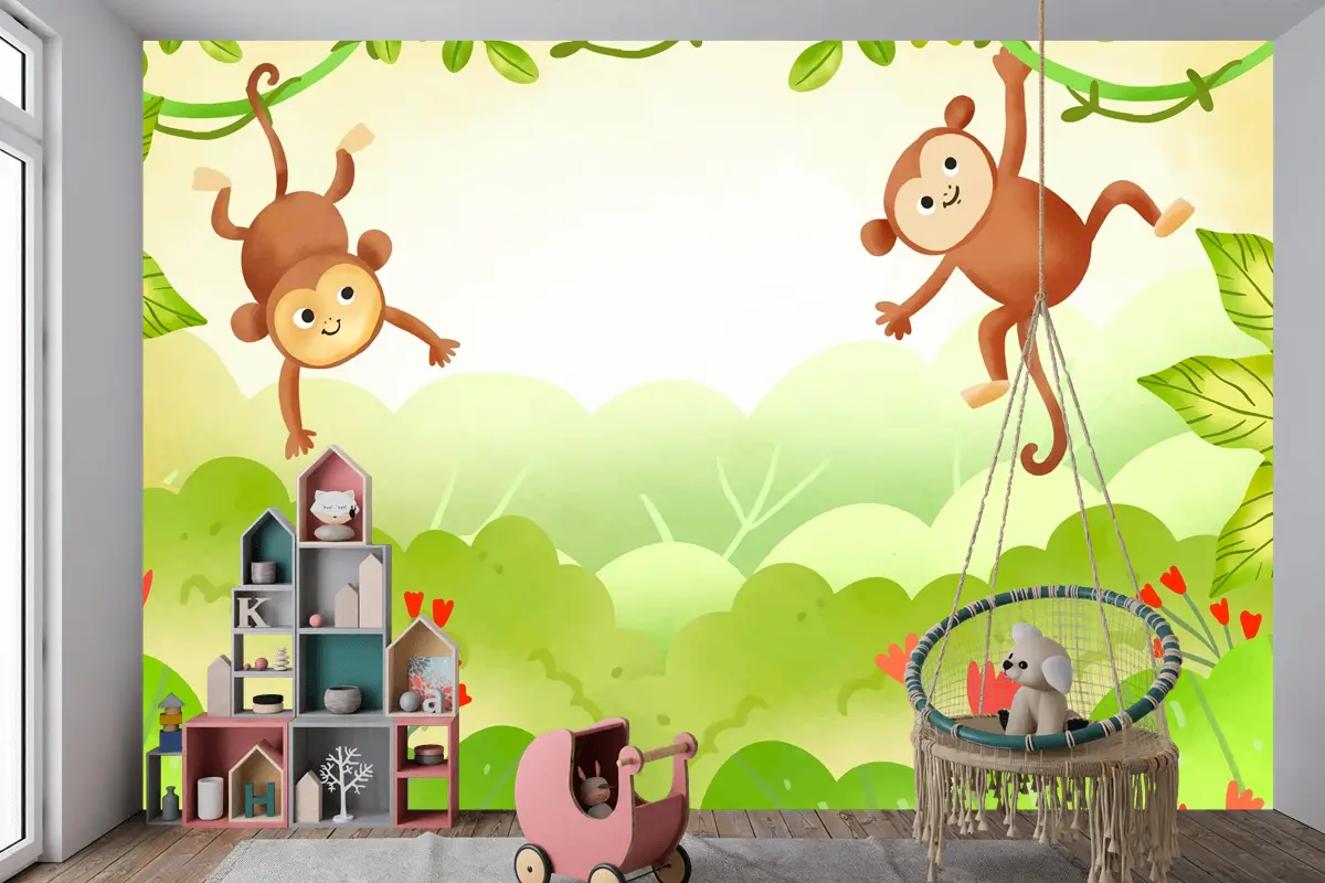 Suluboya Dünya Yaban Hayatı Günü Arka Plan Çocuk Odası Duvar Kağıdı 