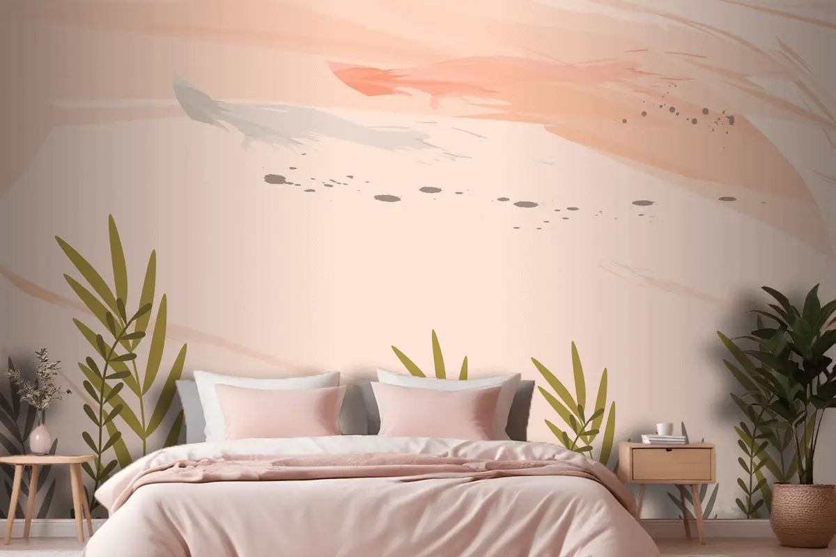 Suluboya Renkli Çiçek Arka Plan Yatak Odası Duvar Kağıdı