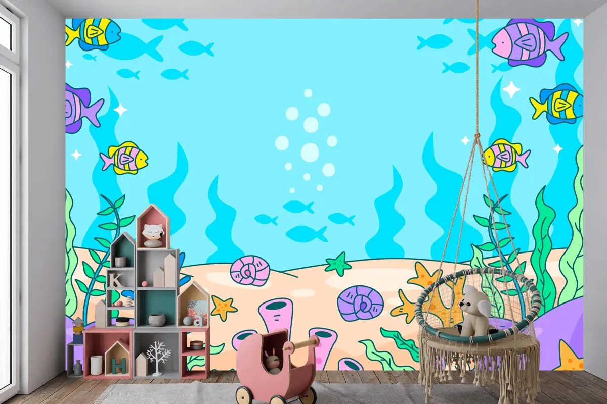 Dünya Okyanuslar Günü Elle Çizilmiş Arka Plan Çocuk Odası Duvar Kağıdı