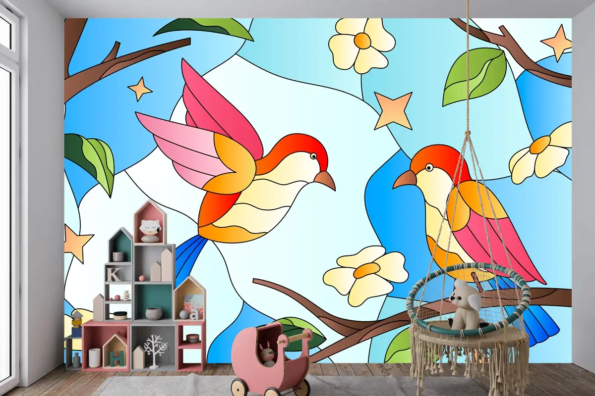 Degrade Vitray Arka Plan Çocuk Odası Duvar Kağıdı 