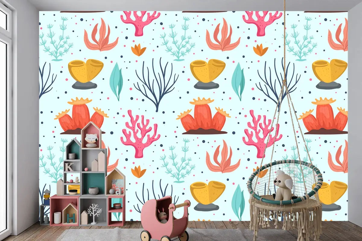 Mercan Desen Koleksiyonu Konsepti Çocuk Odası Duvar Kağıdı 