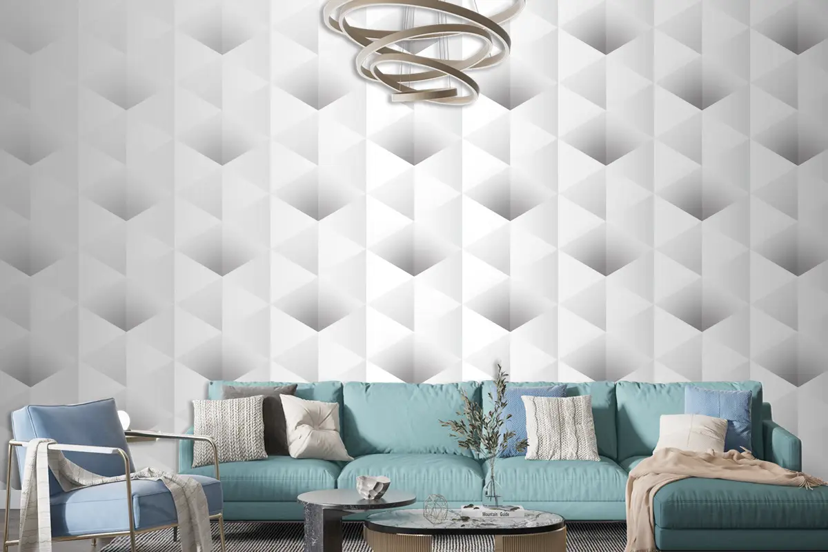 Soyut 3D Kağıt Stili Oturma Odası Duvar Kağıdı 