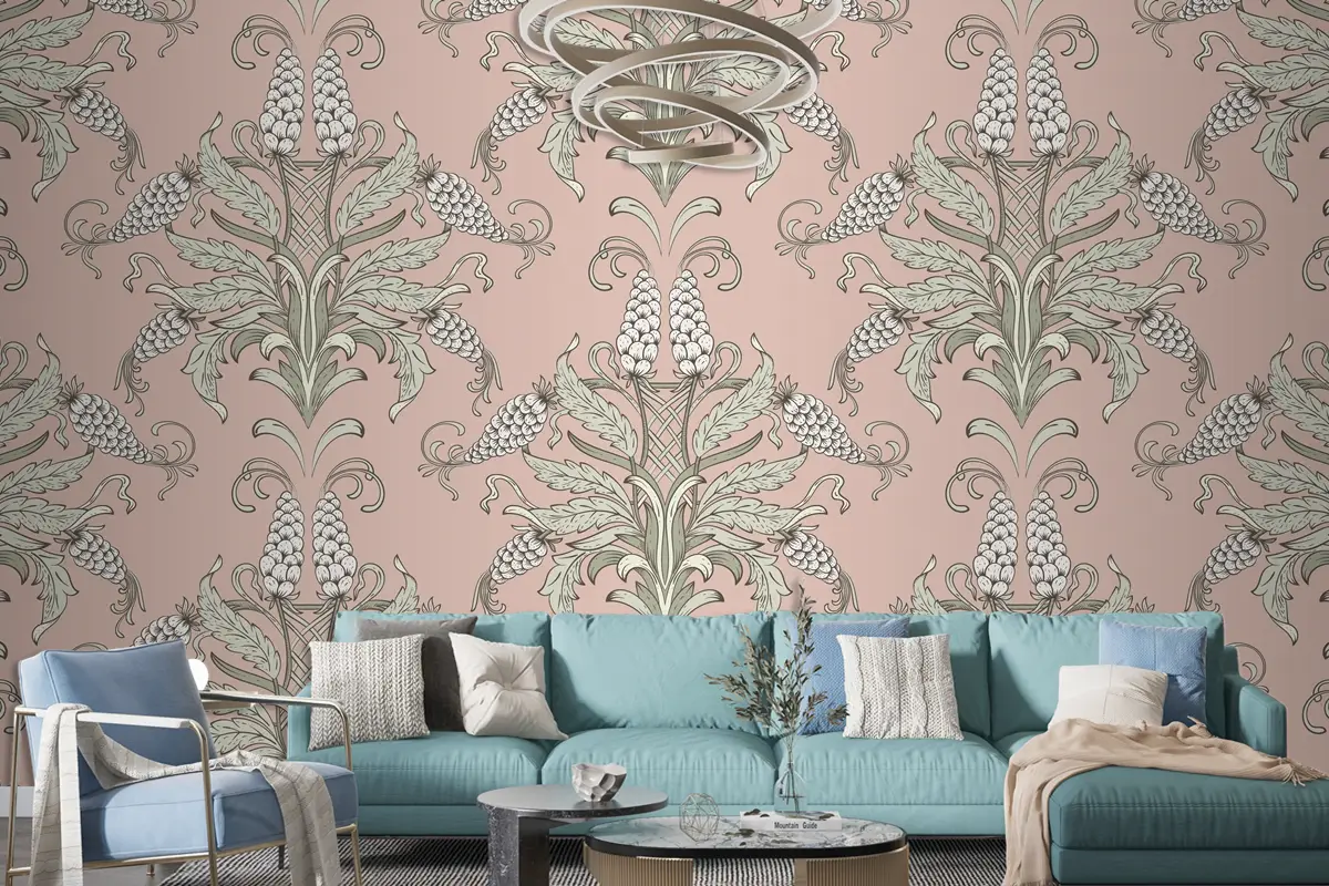 Damask Dikişsiz Kabartma Desen Duvar Kağıdı