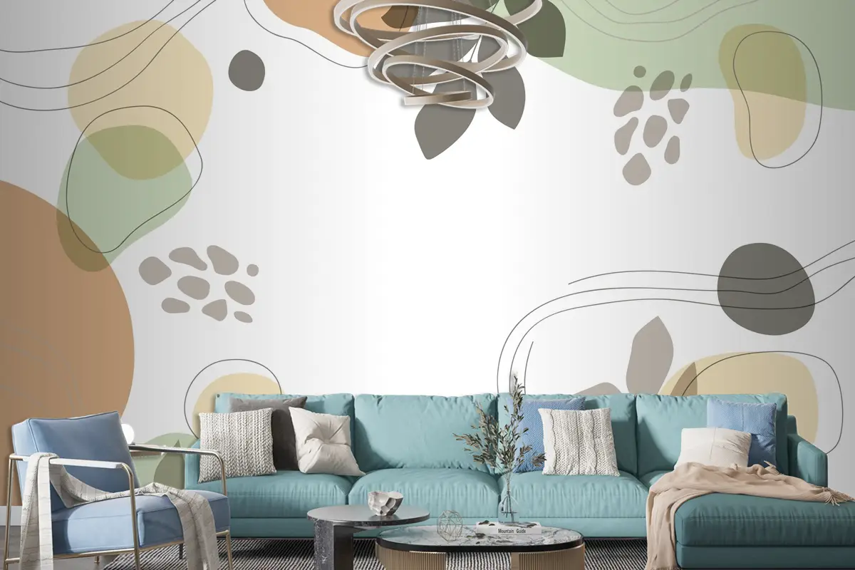 Elle Çizilmiş Minimal Oturma Odası Duvar Kağıdı 