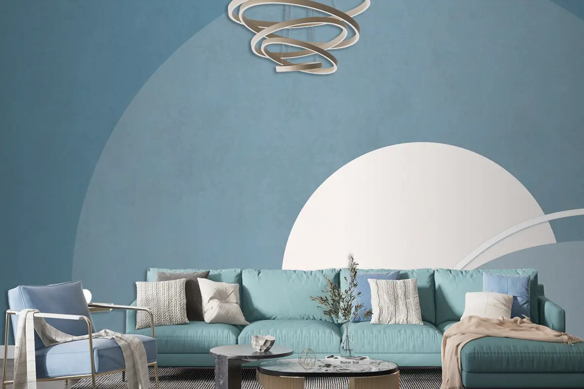 Retro Renkli Ay Manzarası Minimalist Vintage Poster Tarzı Oturma Odası Duvar Kağıdı Duvar