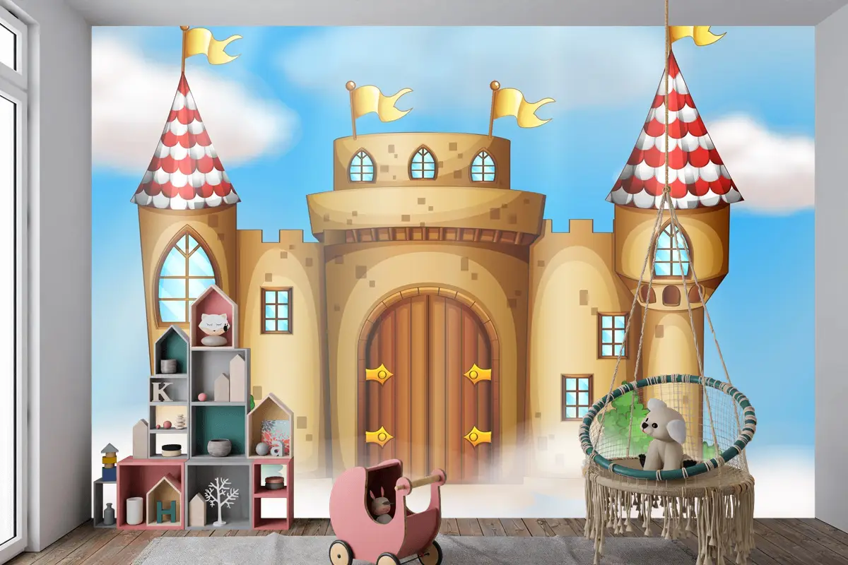 Gökyüzünde Bir Masal Kalesi Çocuk Odası Duvar Kağıdı Duvar Resimleri