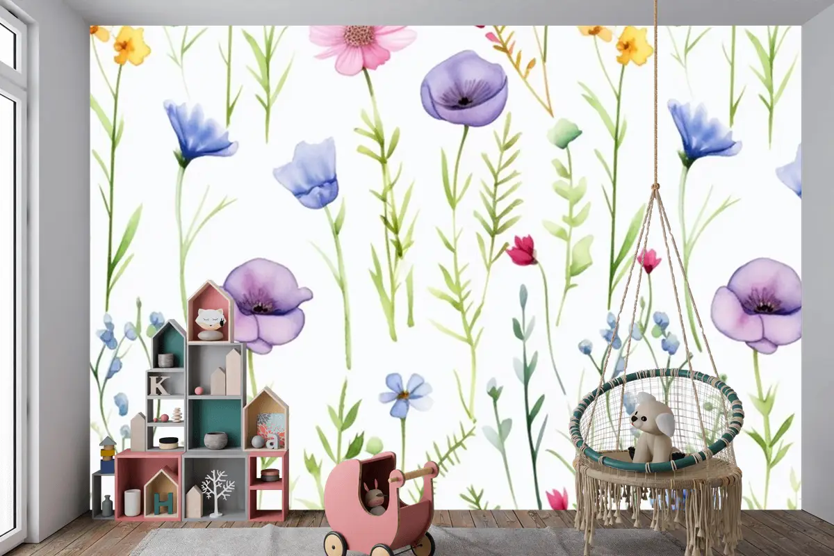 Kişiye Göre Çiçekli Çocuk Odası Duvar Kağıdı Çocuk Odası Duvar Kağıdı