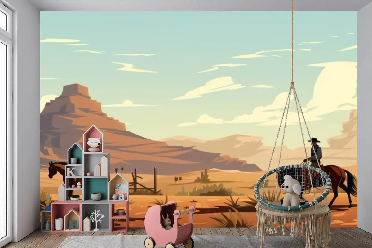 Çölde Ata Binen Adam Çocuk Odası Duvar Kağıdı