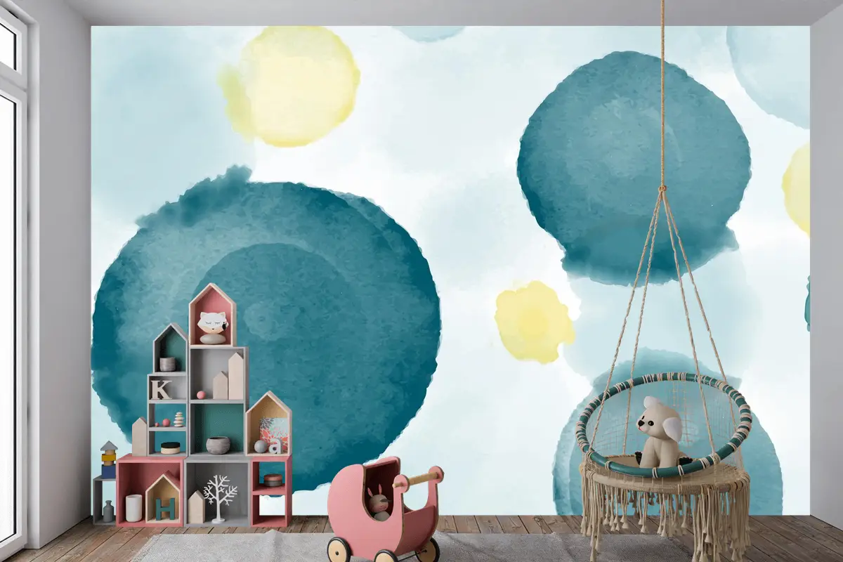 Soyut Suluboya Arka Plan Çocuk Odası Duvar Kağıdı 
