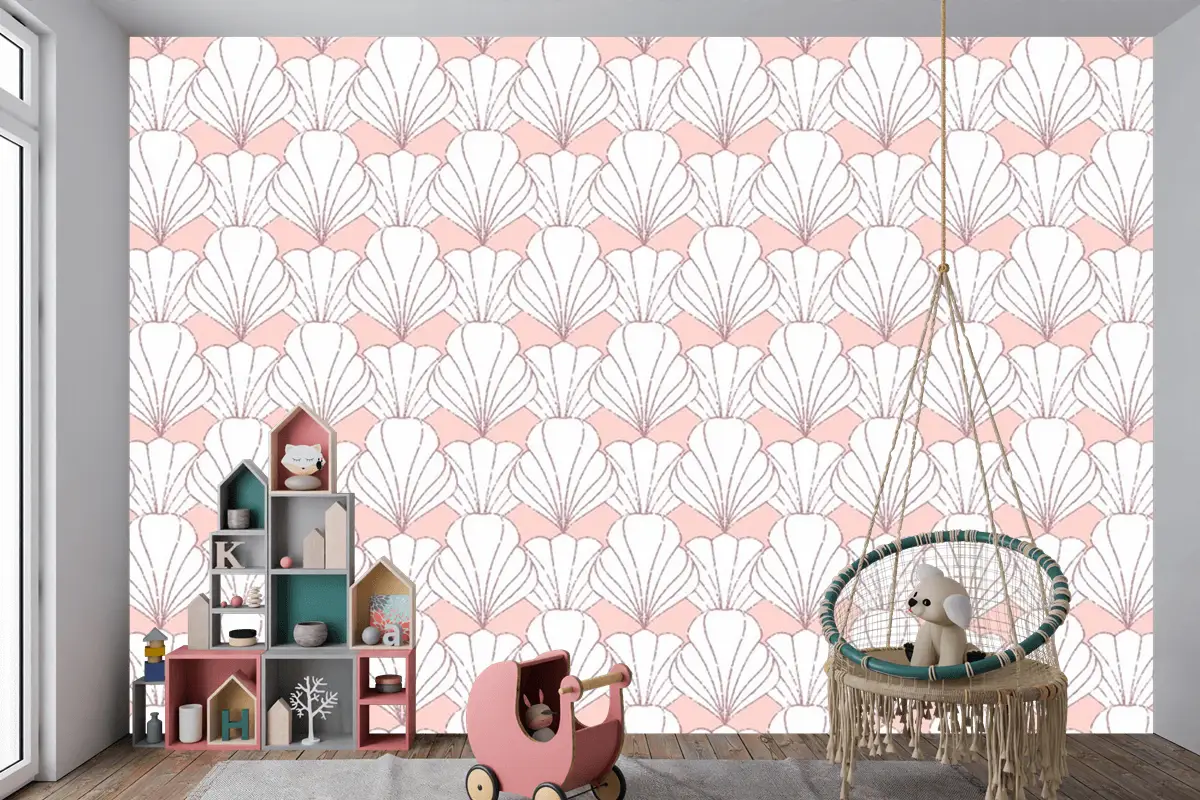 Art Deco Gül Altın Dikişsiz Desen Çocuk Odası Duvar Kağıdı