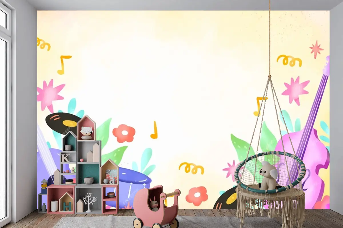 Dünya Müzik Günü Kutlaması Çocuk Odası Duvar Kağıdı Arka Planı