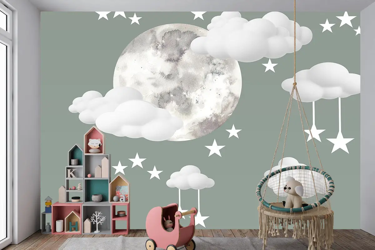 Çocuk Odası Bulutlu Bebek Odası Duvar Kağıdı