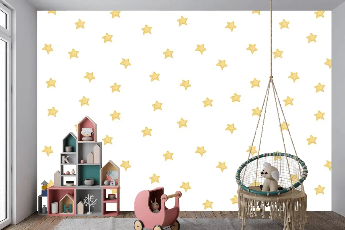 Çocuk Odası Duvar Kağıdı Sarı Yıldızlar