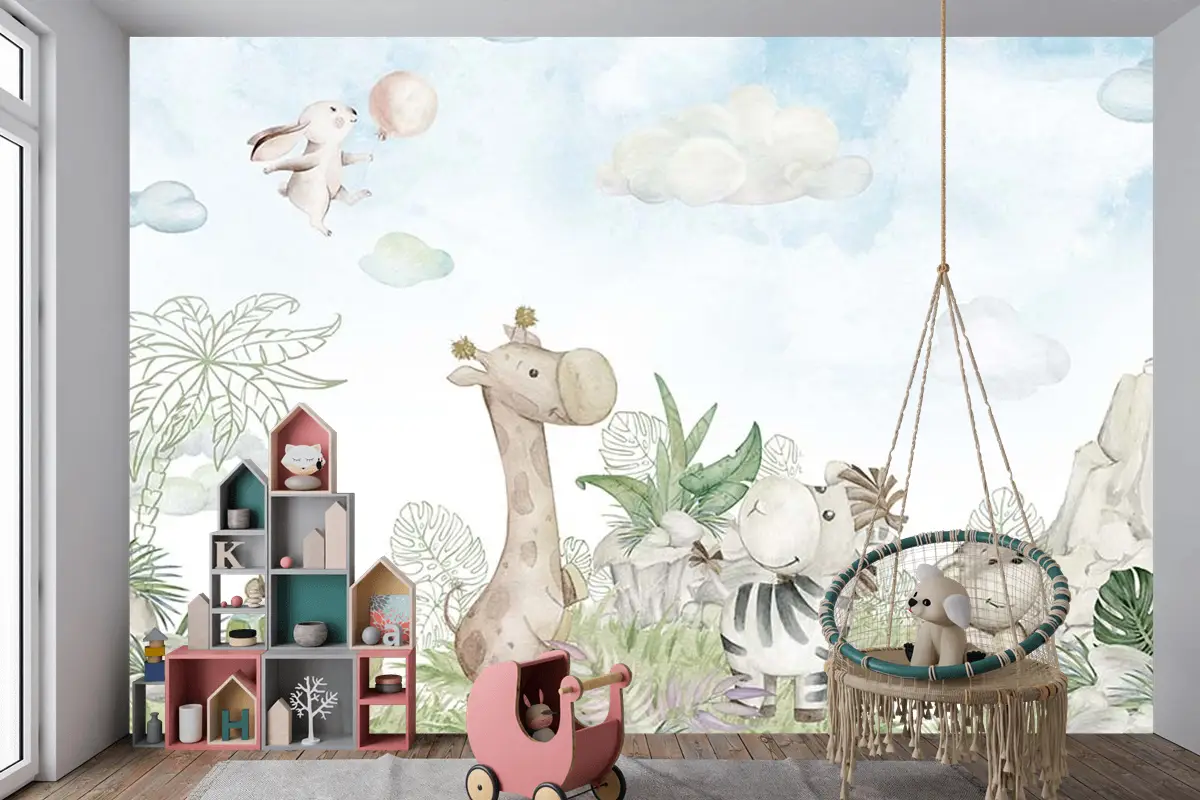 Çocuk Odası Duvar Kağıdı Sevimli Hayvanlar