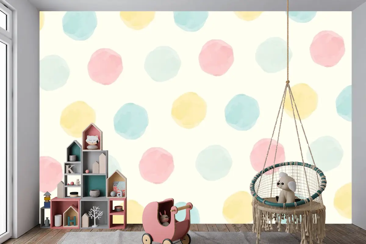 Renkli Geometrik Dikişsiz Desen Arka Plan Tasarımı Çocuk Odası Duvar Kağıdı Duvar