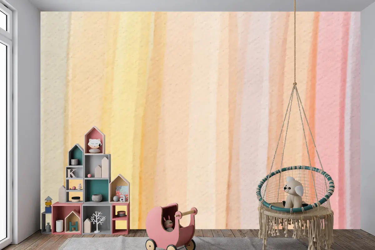 Renkli Suluboya Arka Plan Tasarımı Çocuk Odası Duvar Kağıdı 