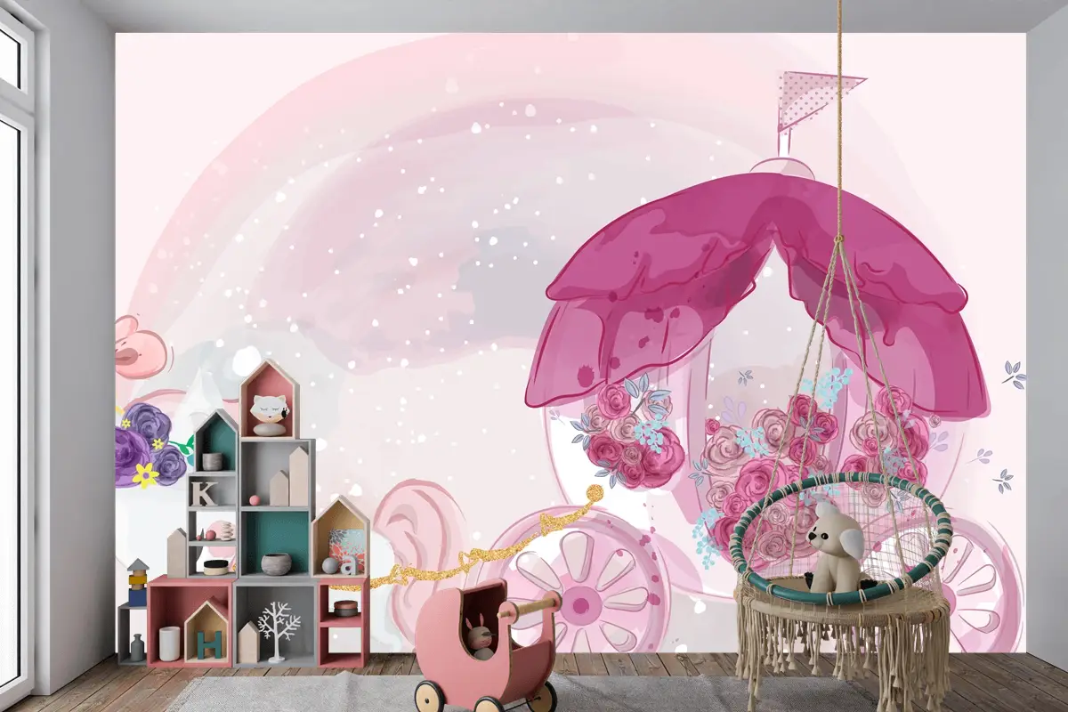 Tatlı Suluboya Tarzında Elle Çizilmiş Sevimli Bebek Tek Boynuzlu Çocuk Odası Duvar Kağıdı