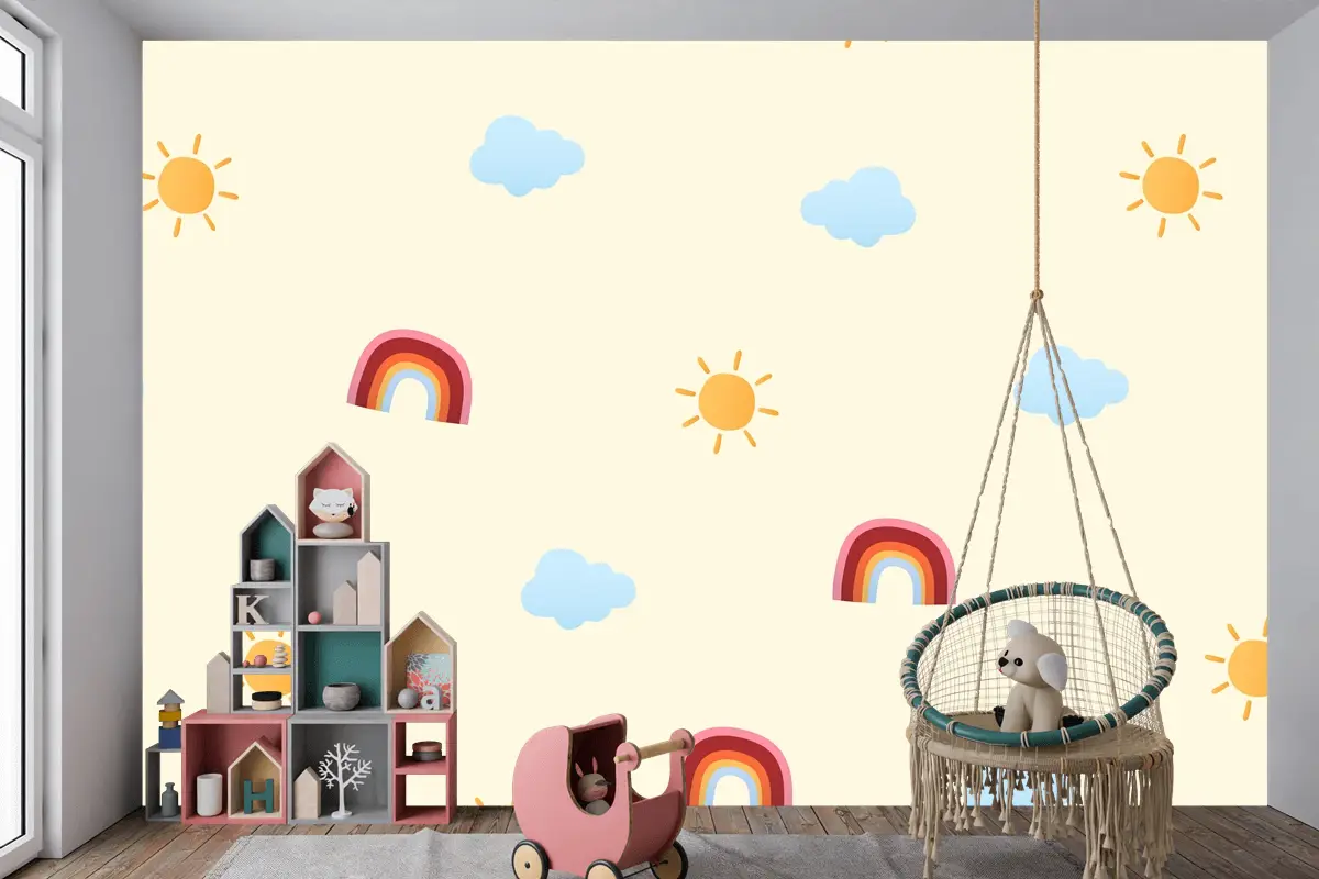 Sevimli Hava Desen Arka Plan Çocuk Odası Duvar Kağıdı