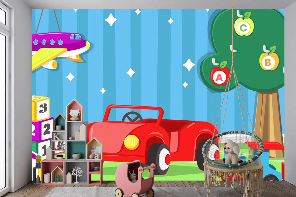 Düz Tasarım Noel Oyuncakları Çocuk Odası Duvar Kağıdı