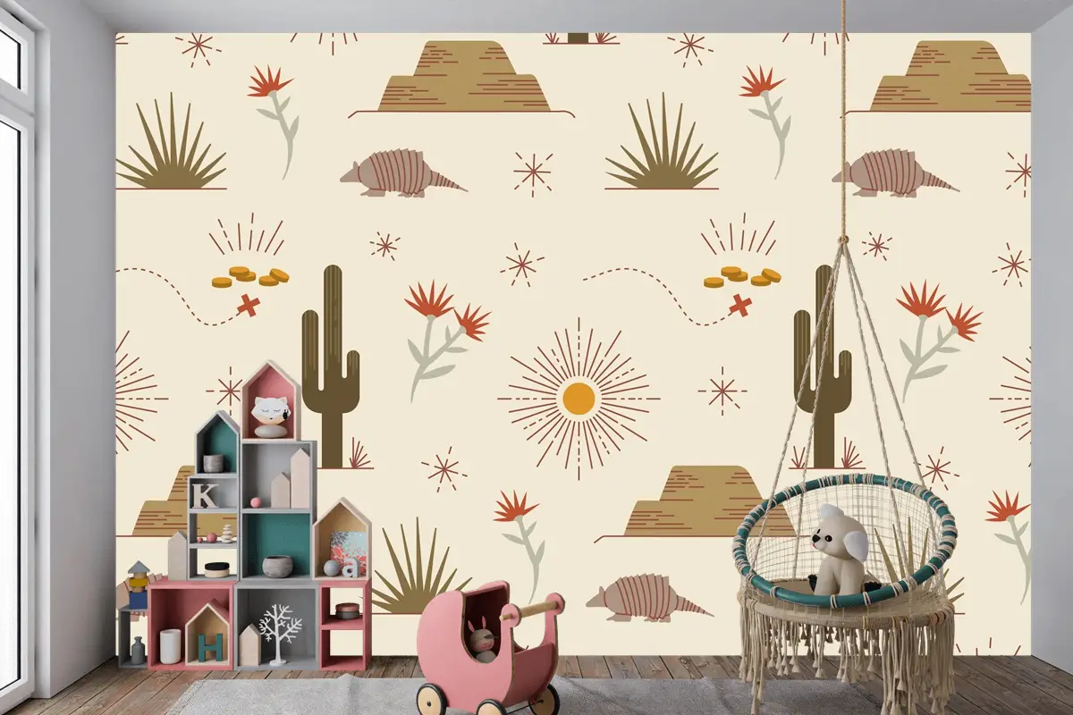 Düz Batı Desen Tasarımı Çocuk Odası Duvar Kağıdı