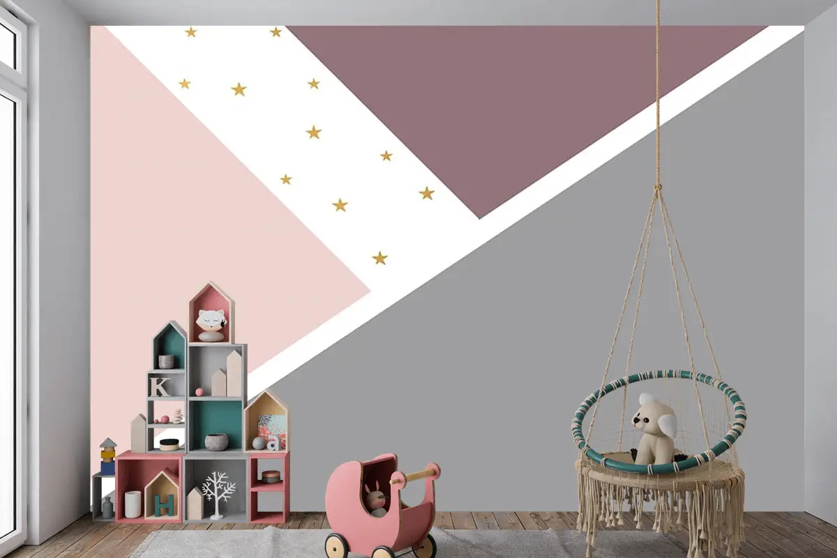 Geometrik Desen Çocuk Odası Duvar Kağıdı