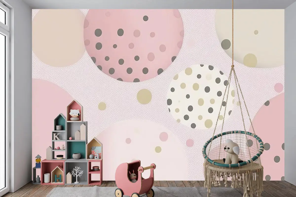 Geometrik Desenler Soft Renkler Çocuk Odası Duvar Kağıdı