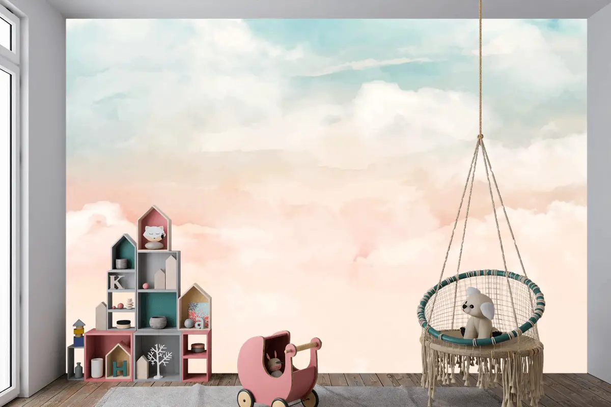 Gökyüzünde Renkli Bulutlar Çocuk Odası Duvar Kağıdı