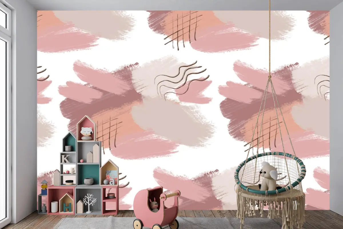 Degrade Kahverengi Soyut Suluboya Dikişsiz Desen Çocuk Odası Duvar Kağıdı