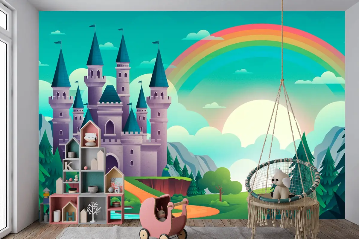 Degrade Peri Masalı Arka Plan Kids Boy Çocuk Odası Duvar Kağıdı 